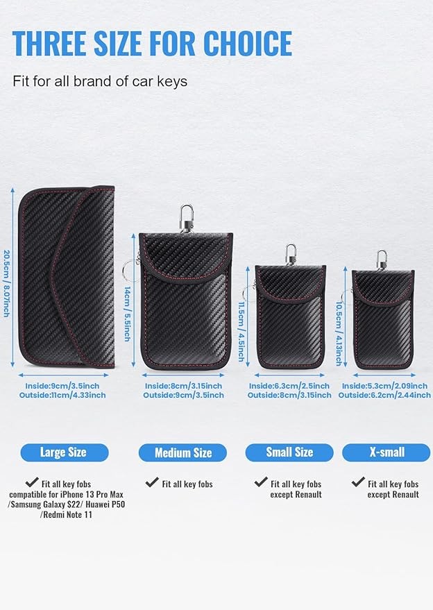 Lanpard Faraday Car Key Case, RFID Signal Blocking Holder, Keychain Protector, Signal Blocking Anti-Theft Keychain Case, Small (3.15 x 4.5 inches), 2-Pack