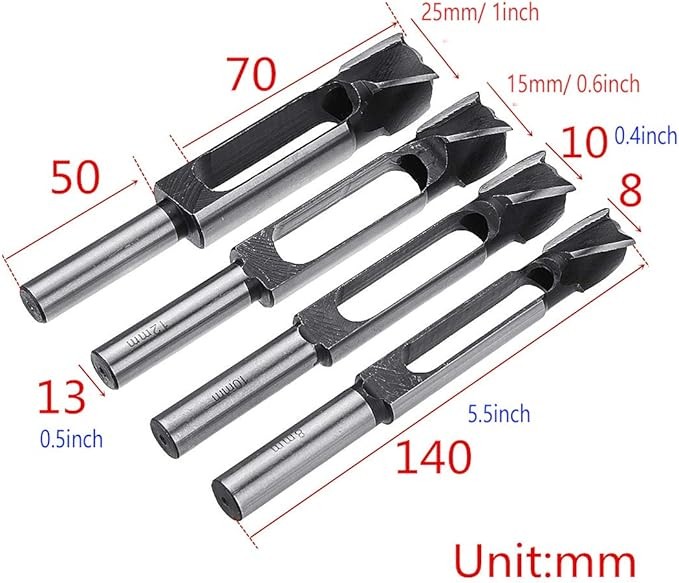Wood Plug Hole Cutter Tenon Dowel And Plug Drill Woodworking Cutter (15mm Drill inner bore)