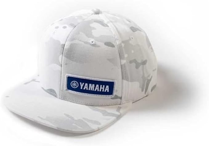 Yamaha Snapback Racing Hat Team, Classic Logo, Throwback Logo One Size Fits Most - Camo White
