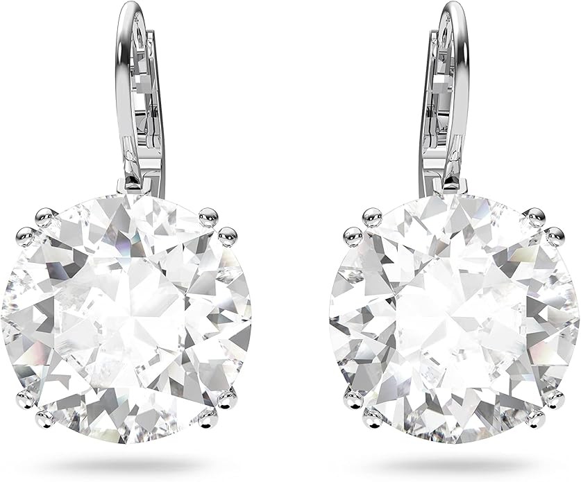 Swarovski Millenia Earrings, Round cut crystal, White, Rhodium plated