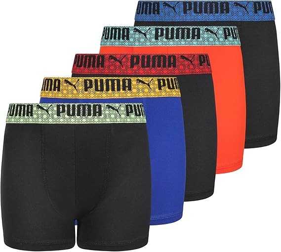 PUMA Boys' 5 Pack Performance Boxer Briefs