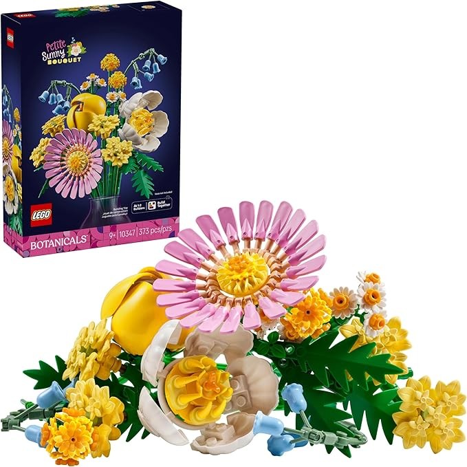 LEGO Botanicals Petite Sunny Bouquet Flower Set - DIY Floral Arrangement - Home Decor - Gift for Birthdays - Building Toy for Kids 9+ - Faux Bluebells, Tulip, Daisy, and More - 10347