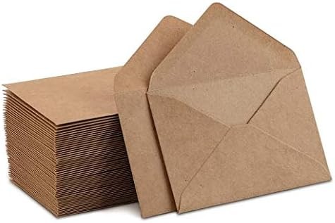 Kraft Mini Envelopes Brown Kraft Envelopes for Gift Cards and Business Cards (4"x2.75" 100 Pack)