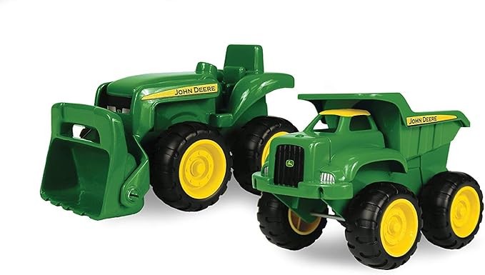 TOMY John Deere Vehicle Set - Includes Dump Truck Toy and Tractor Toy with Loader - Kids Outdoor Toys - Kids Construction and Sandbox Toys - 6 Inches - 2 Count - Ages 18 Months and Up