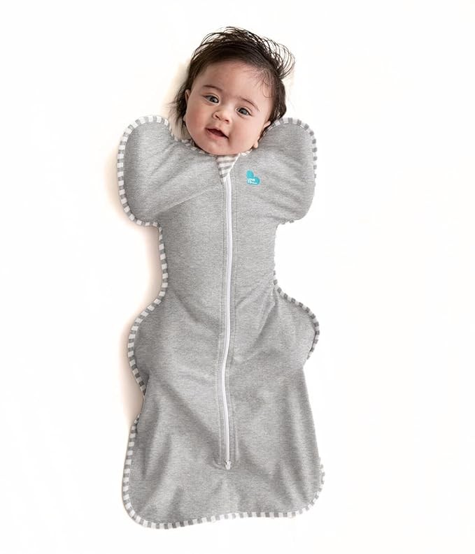 Love to Dream Swaddle UP, Baby Sleeping Bag, Self-Soothing Swaddle for Newborns, Improves Sleep, Comfort Fit, Helps Reduce Startle Reflex, Essential for Newborns, Small Size 8-13 lbs, Gray