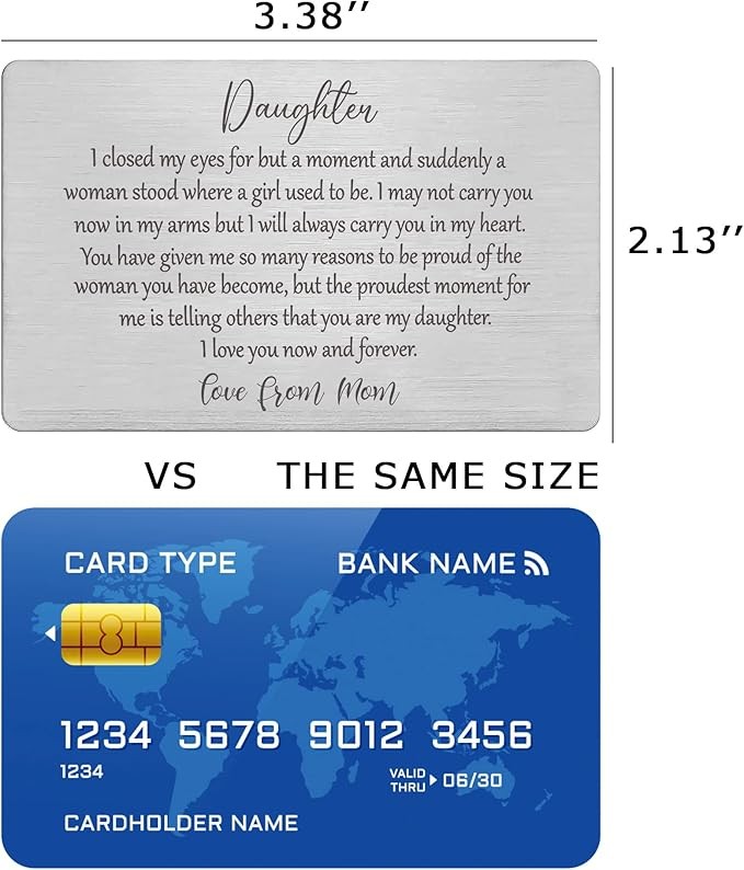 FYSIA Sentimental Engraved Wallet Insert Card Decor Gift for Daughter From Mom-Proud of You,Daughter-Wedding Graduation Keepsake for Daughter-Christmas Birthday Gift for Daughter-I Closed My Eyes