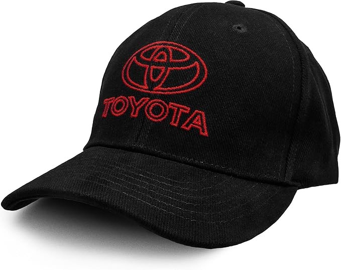 Tee Luv Toyota Baseball Cap - Toyota Oval Car Emblem Hat (Black)