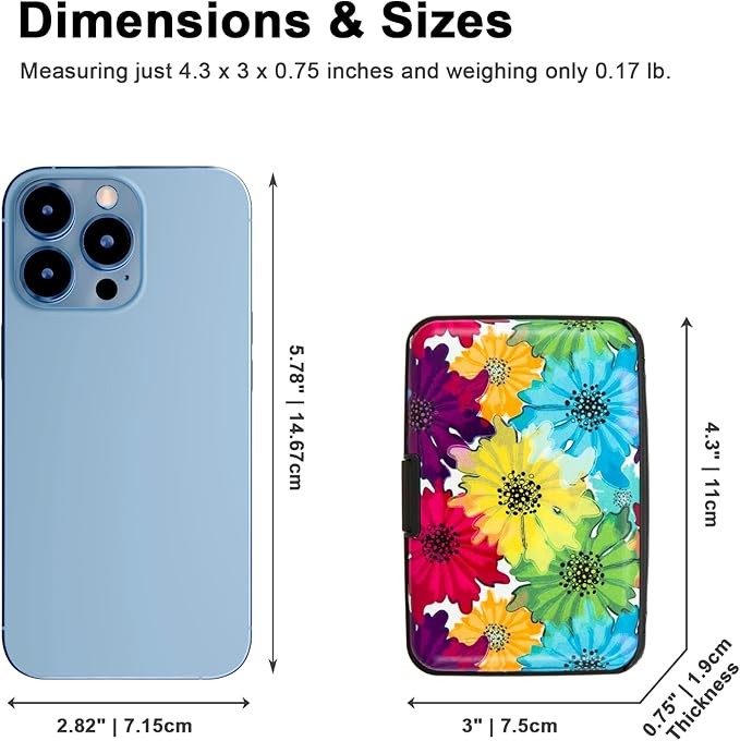 Credit Card Holder, Metal Card Wallet RFID Blocking Mini Slim Aluminum Business Hard Card Case for Women Men (Motley Floral)