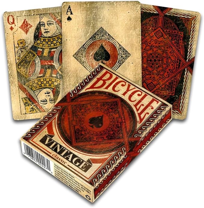 Fournier Bicycle Vintage Playing 1 Deck, Air Cushion Finish, Professional, Superb Handling & Durability, Gift for Card Collectors, Black & Red