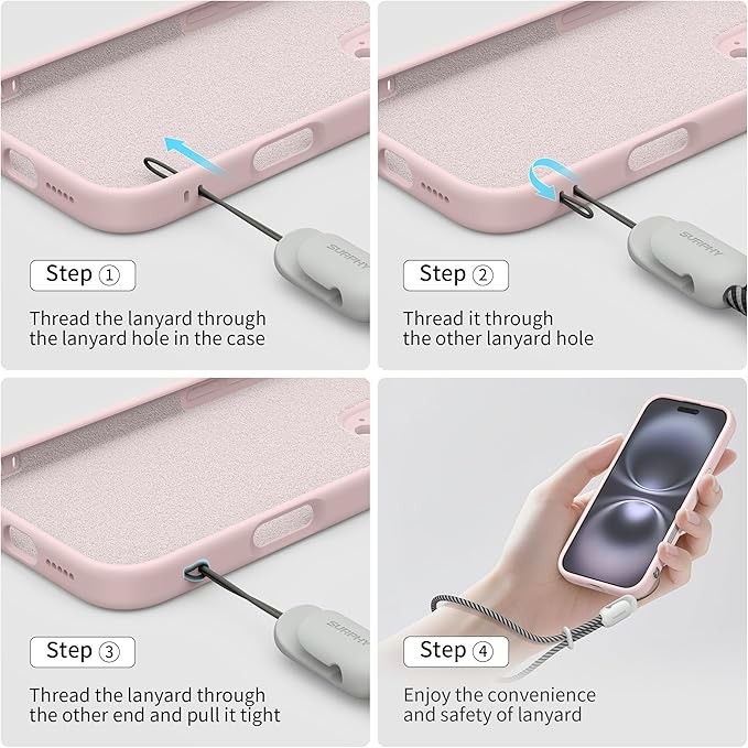 SURPHY 2 Pack Phone Lanyard for Cellphone Case, Phone Wrist Strap for Case, Cellphone Strap with 2-Color Braided, Charm Wrist Lanyard for Women and Men, Pink & Gray