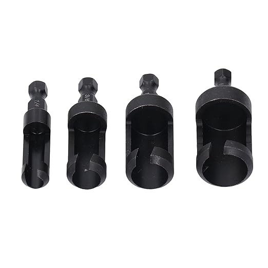 Wood Socket Cutter, 4 Pieces Straight Taper Drill Bit with 1/4 Hex Shank for Woodworking Projects