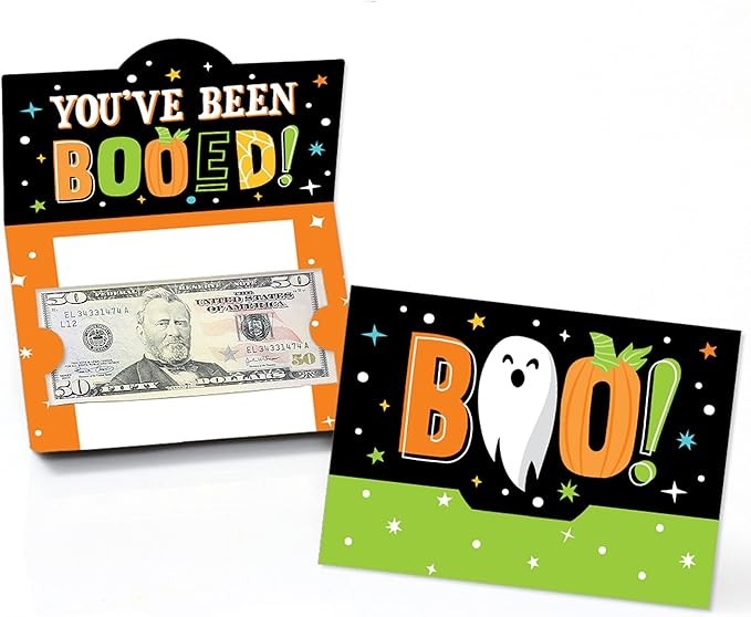 Big Dot of Happiness You've Been Booed - Ghost Halloween Party Money And Gift Card Holders - Set of 8