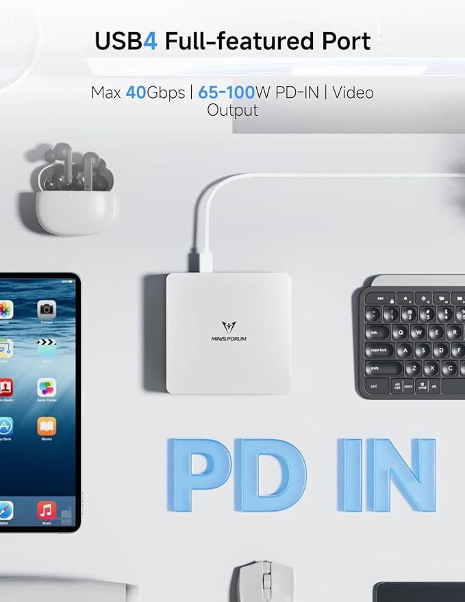 MINISFORUM UM880 Plus Mini PC AMD Ryzen 7 8845HS(8C/16T, up to 5.1GHz), 32GB DDR5 1TB PCIe4.0 SSD, HDMI+DP+USB4 Triple Outputs, OCuLink Port, 2.5G LAN, 5x USB Port, Radeon 780M Graphics Micro Computer