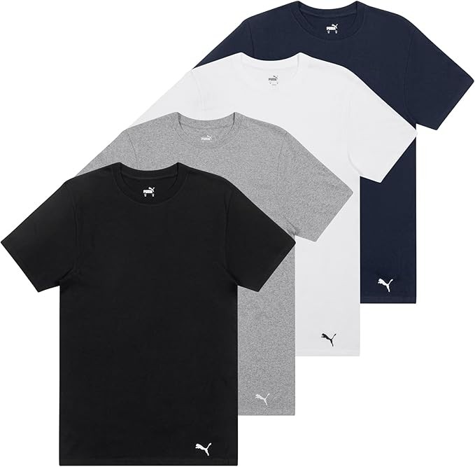 PUMA Men's 4 Pack Cotton Crewneck Short Sleeve T-Shirt