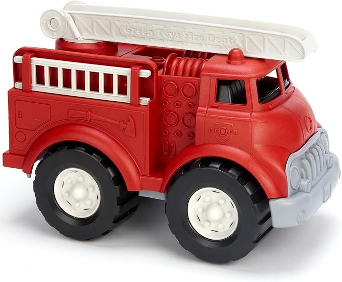 Green Toys Fire Truck - BPA , Phthalates Free Imaginative Play Toy for Improving Fine , Gross Motor Skills. for Kids,Red