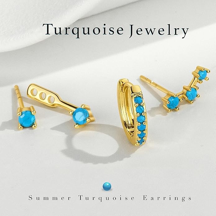 Gold Plated Stud Huggie Earrings Stack for Women Trendy, 3 Pairs Small Cute Hoop Jacket Cartilage Earring Set, Fashion Accessories Holiday Western Jewelry Gifts