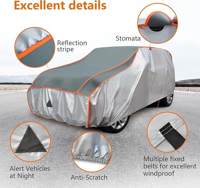 Sojoy Anti-Hail Car Protector Multi-Layered Thicken Car Cover,Hail,Rain Waterproof All Weather Protection Full Exterior Cover Fits SUV up to 210"