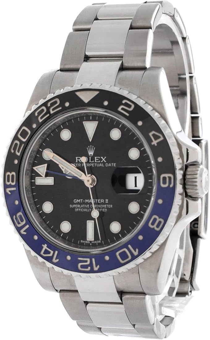 Pre-Loved Oyster Perpetual Date GMT-Master II Batman Automatic Watch Stainless Steel and Cerachrom 40, Silver