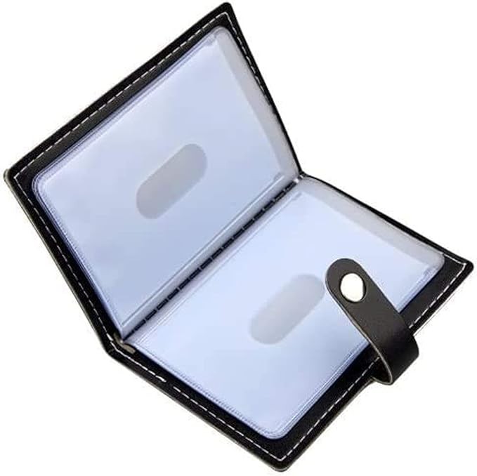 Karlling credit card holder, credit card wallet for women/man soft leather business card holder card case organizer bag with 20 card sleeves inside(Black)