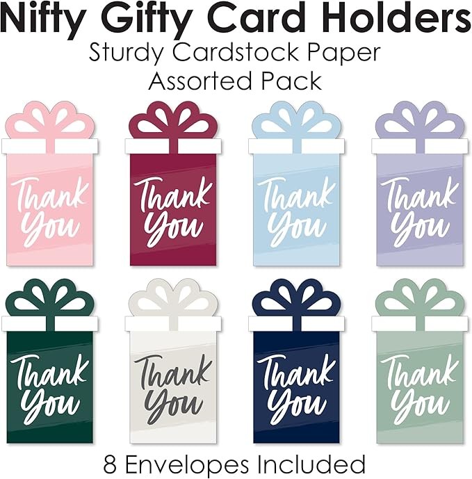 Big Dot of Happiness Assorted Elegantly Simple - Guest Party Favors Money and Gift Card Sleeves - Nifty Gifty Card Holders - Set of 8