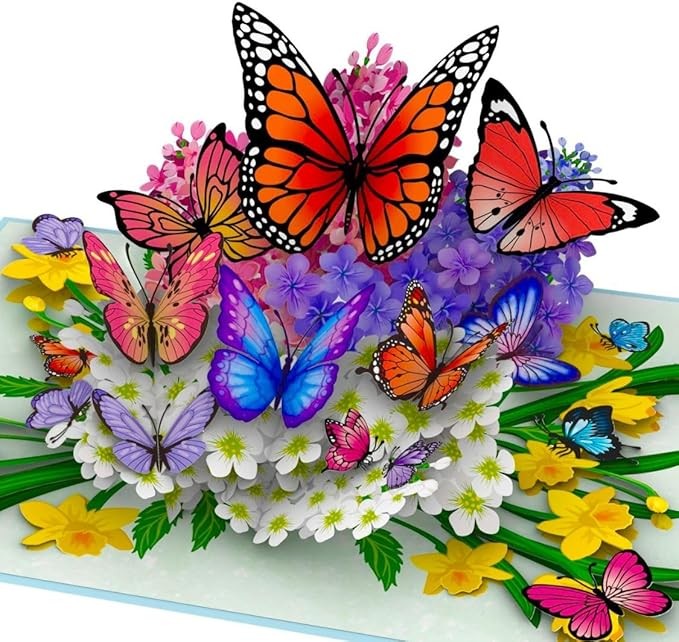 Hartensteler® Butterflies in Nature Pop Up Card - 3D Butterfly Card for Wife, Husband, Girlfriend, Mom, Dad, Mother, Father (Birthday Card, Get Well, Thank You, Anniversary)