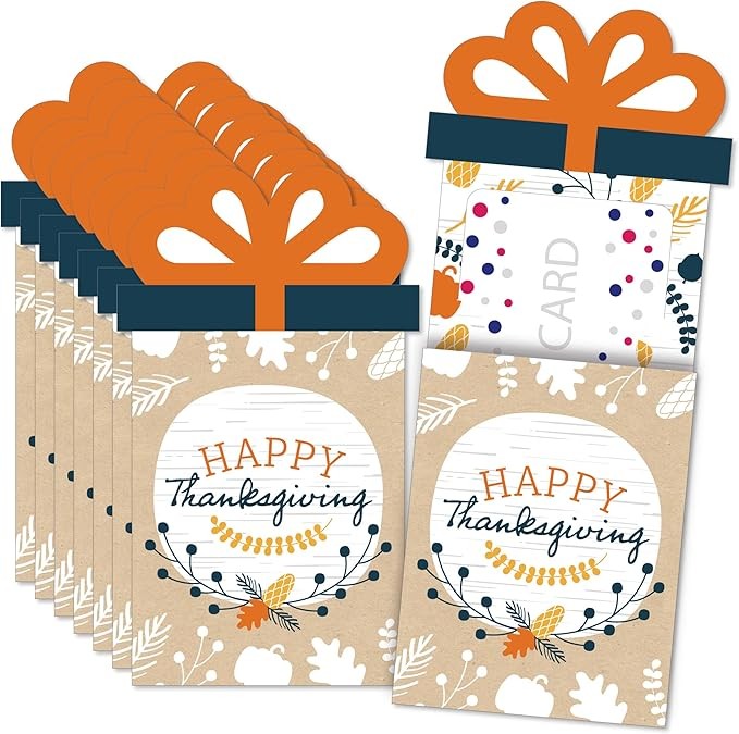 Big Dot of Happiness Happy Thanksgiving - Fall Harvest Party Money and Gift Card Sleeves - Nifty Gifty Card Holders - Set of 8