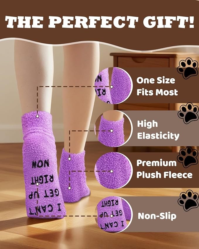 Gifts for Mom, Stocking Stuffers for Women Adults, Christmas Gifts for Women Mom Grandma Teacher Wife Dog Lovers, Birthday Mothers Day from Daughter Son, Funny Fuzzy Slipper Socks.