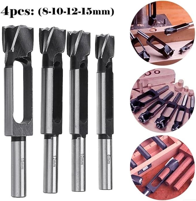 4PC Wood Drill Bit Set HCS High Carbon Steel Trepan Boring Dowels Core Woodworking 8mm 10mm 12mm 15mm Efficient Hole Cutting