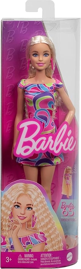 Barbie Fashionistas Doll #223 with Blonde Wavy Hair, Totally Hair-Inspired Dress & Accessories, 65th Anniversary Collectible Toy