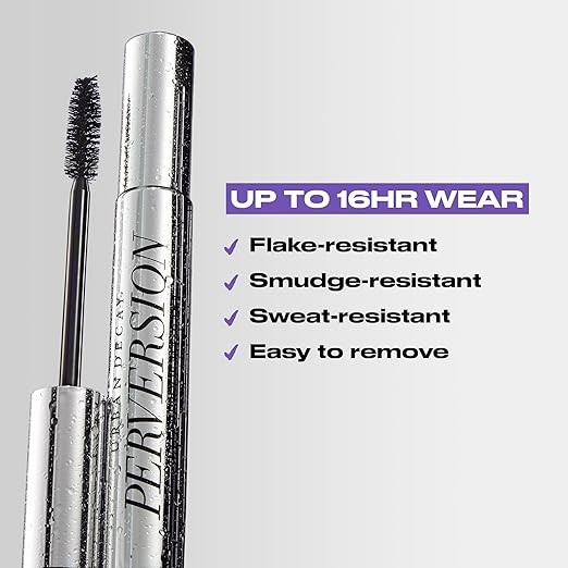 Urban Decay Perversion Volumizing Waterproof Mascara, Black Lengthening Mascara, Buildable Lash Volume & Length, Nourishing Proteins & Amino Acids, Cruelty-free, Paraben-free - 0.34 fl oz